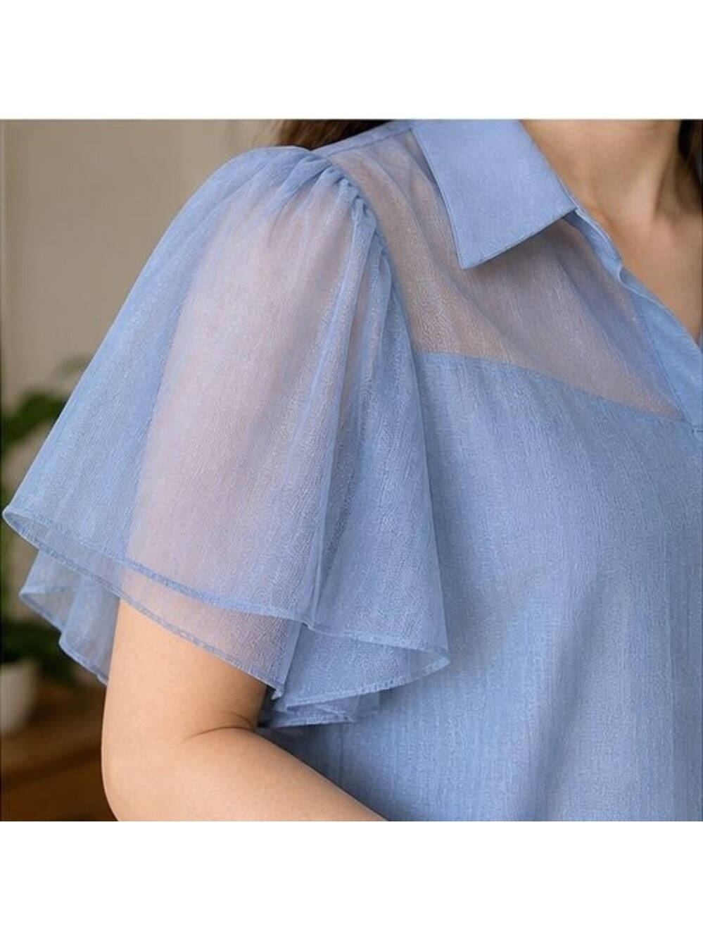 Blue Ruffle Blouse - Picture 5 of 6